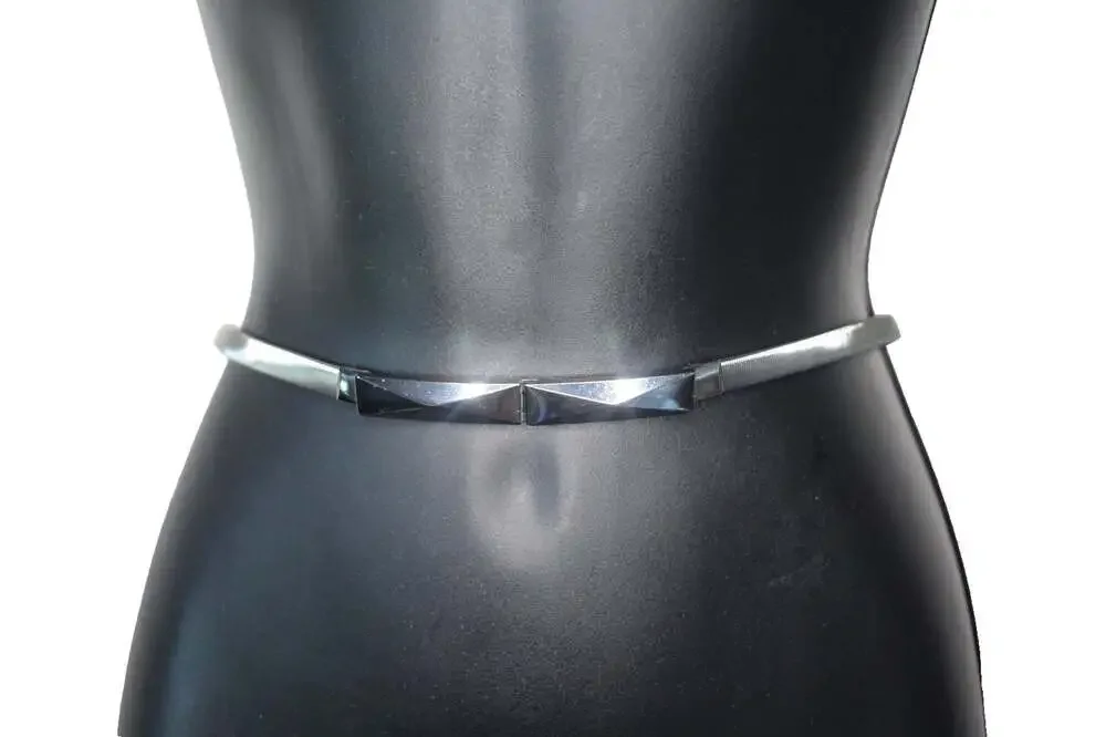 INC International Concepts Silver Stretch Metal Belt XL Skinny Waist Belt NWOT